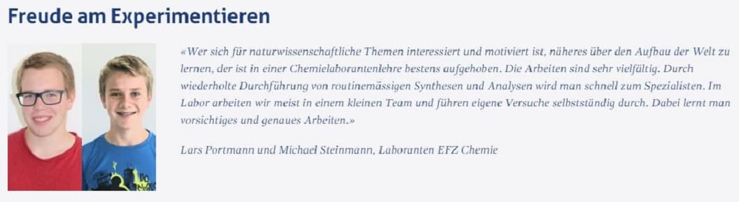 Kommentare zum Beruf Laborant/in EFZ Chemie